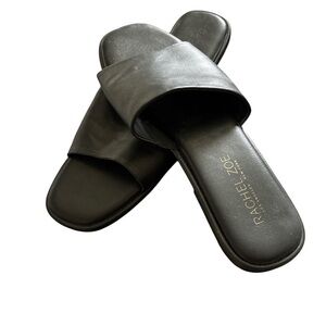 Rachel Zoe Elegant Black Leather Slides
